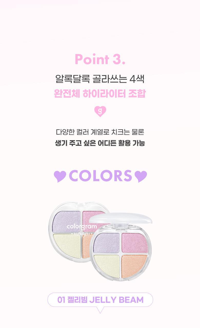 韓國 Colorgram #Jelly Thru系列 Tintin Dory Highlighter Palette 4色果凍水潤光澤高光盤 - 2色選擇