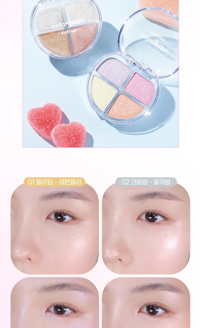 韓國 Colorgram #Jelly Thru系列 Tintin Dory Highlighter Palette 4色果凍水潤光澤高光盤 - 2色選擇