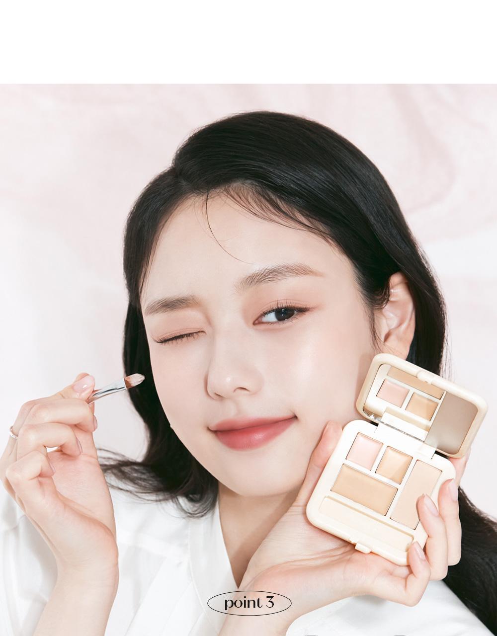 遮瑕膏+定妝粉～韓國 Etude Lasting Artist Concealer Palette 持久藝術家4色遮瑕盤配有雙頭掃 - 2色選擇