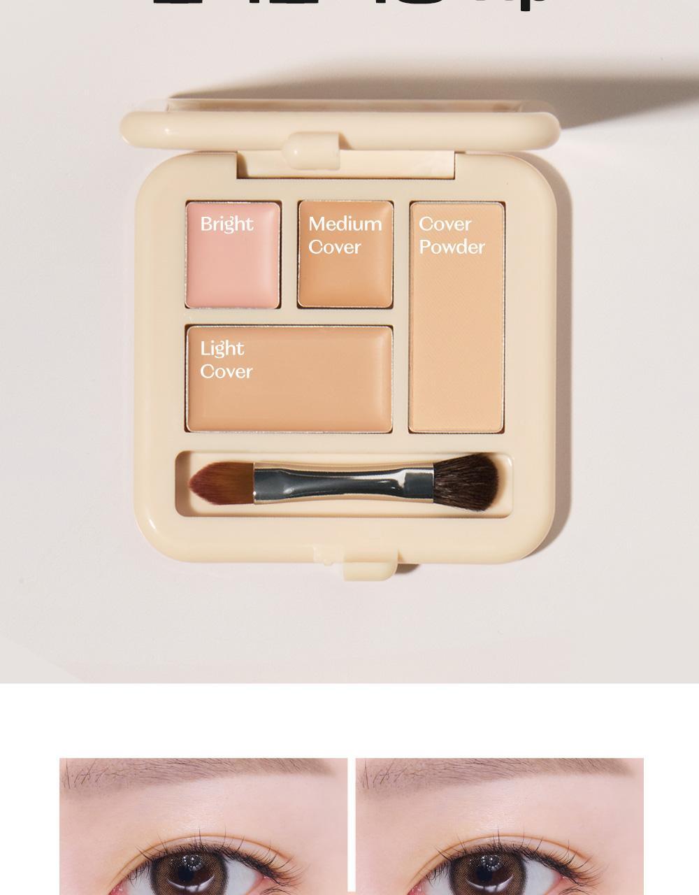 遮瑕膏+定妝粉～韓國 Etude Lasting Artist Concealer Palette 持久藝術家4色遮瑕盤配有雙頭掃 - 2色選擇