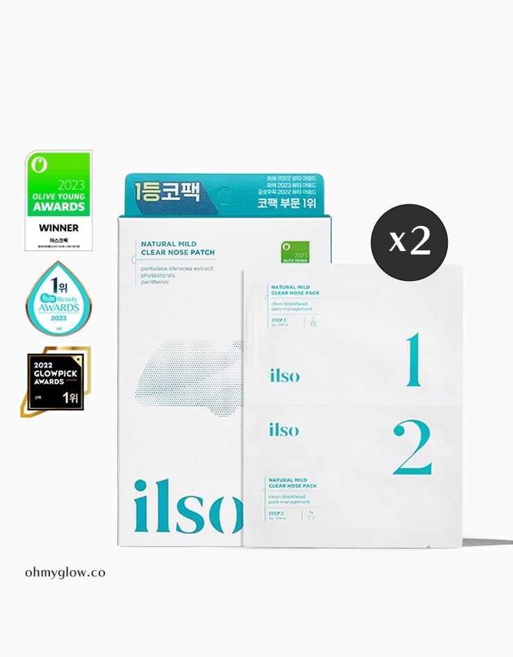 〖韓國No.1無痛鼻頭貼〗＼1+1組合優惠/ ilso Natural Mild Clear Nose Pack 天然溫和清黑頭粉刺鼻頭貼 - 2盒
