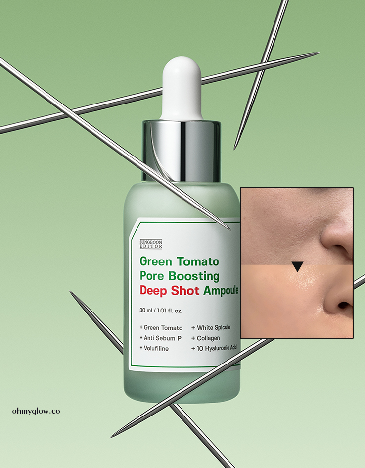 收毛孔平滑凹凸感～韓國 Sungboon Editor Green Tomato Pore Boosting Deep Shot Ampoule 綠番茄增強微針高效緊緻收毛孔安瓶精華