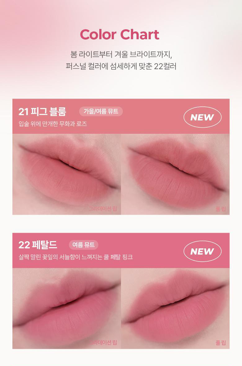 新色入!韓國WakeMake Water Blurring Fixing Tint AD 水潤絲絨霧面唇釉 (#01-22) - 22色選擇