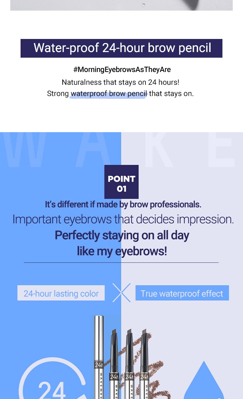 韓國 WakeMake Waterproof 24H Brow Pencil 24小時持久防水雙頭眉筆 - 3色選擇