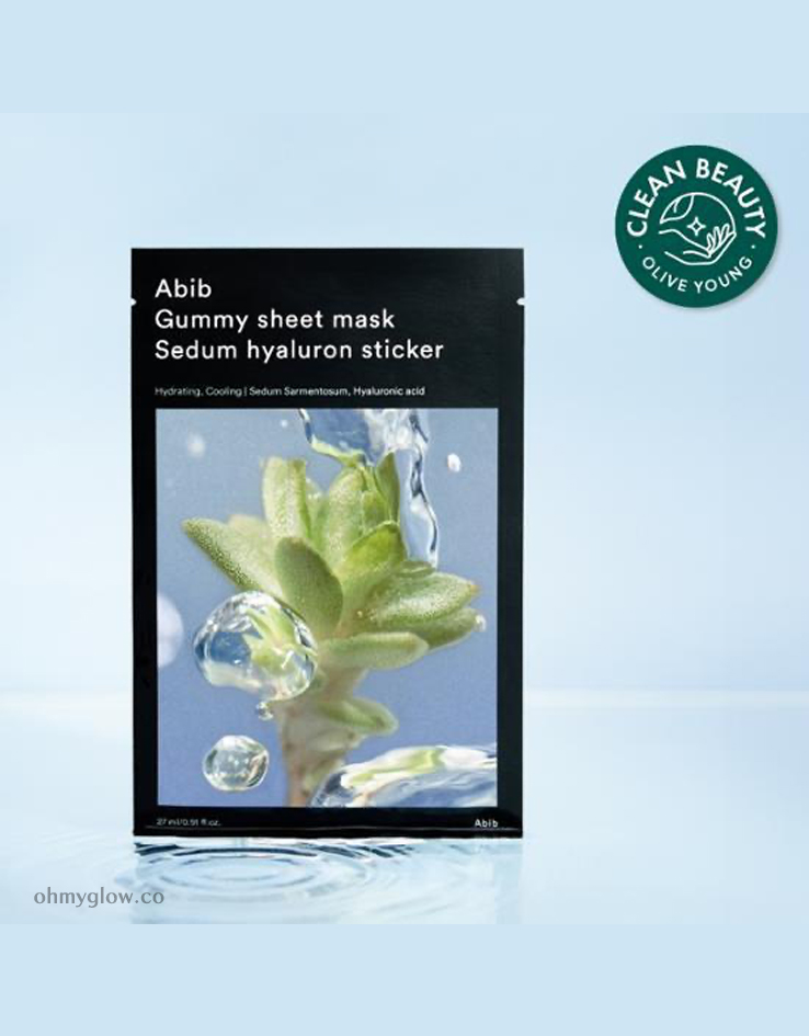 10分鐘肌膚密集注水～韓國 Abib Gummy Sheet Mask Sedum Hyaluron Sticker 香口膠景天透明質酸保濕面膜 一盒10片