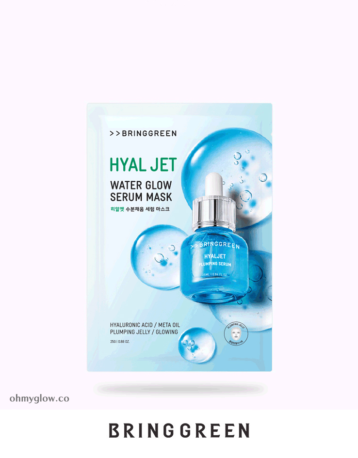 強效深層補水～【買4片送1片】韓國Bring Green Hyal Jet Water Glow Serum Mask 高效能深層補水注氧面膜 - 多種選擇