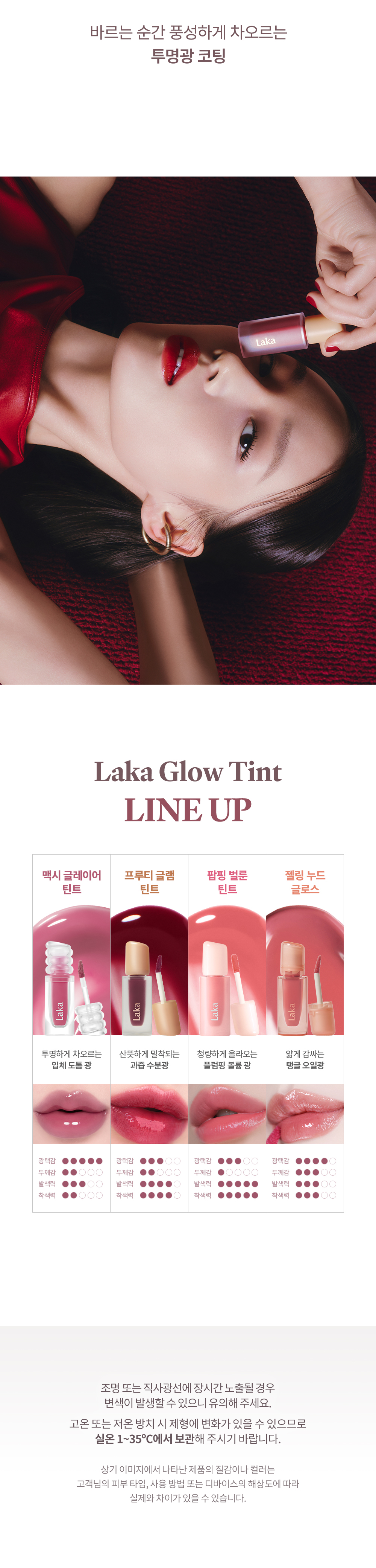 新色#136～🏆4連GlowPick！韓國 Laka Fruity Glam Tint 果汁水光純素唇釉(#101 - #130) - 多色選擇