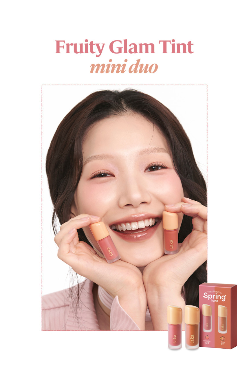 韓國小眾Laka Fruity Glam Tint Mini Duo Set 韓國No.1果汁水光純素唇釉迷你1+1套裝 - 6款選擇