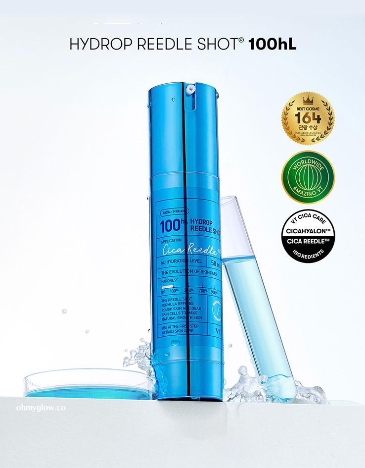 深層保濕導入～韓國VT Hydrop Reedle Shot 100hL HA納米膠囊積雪草塗抹式微針100hL透明質酸保濕精華