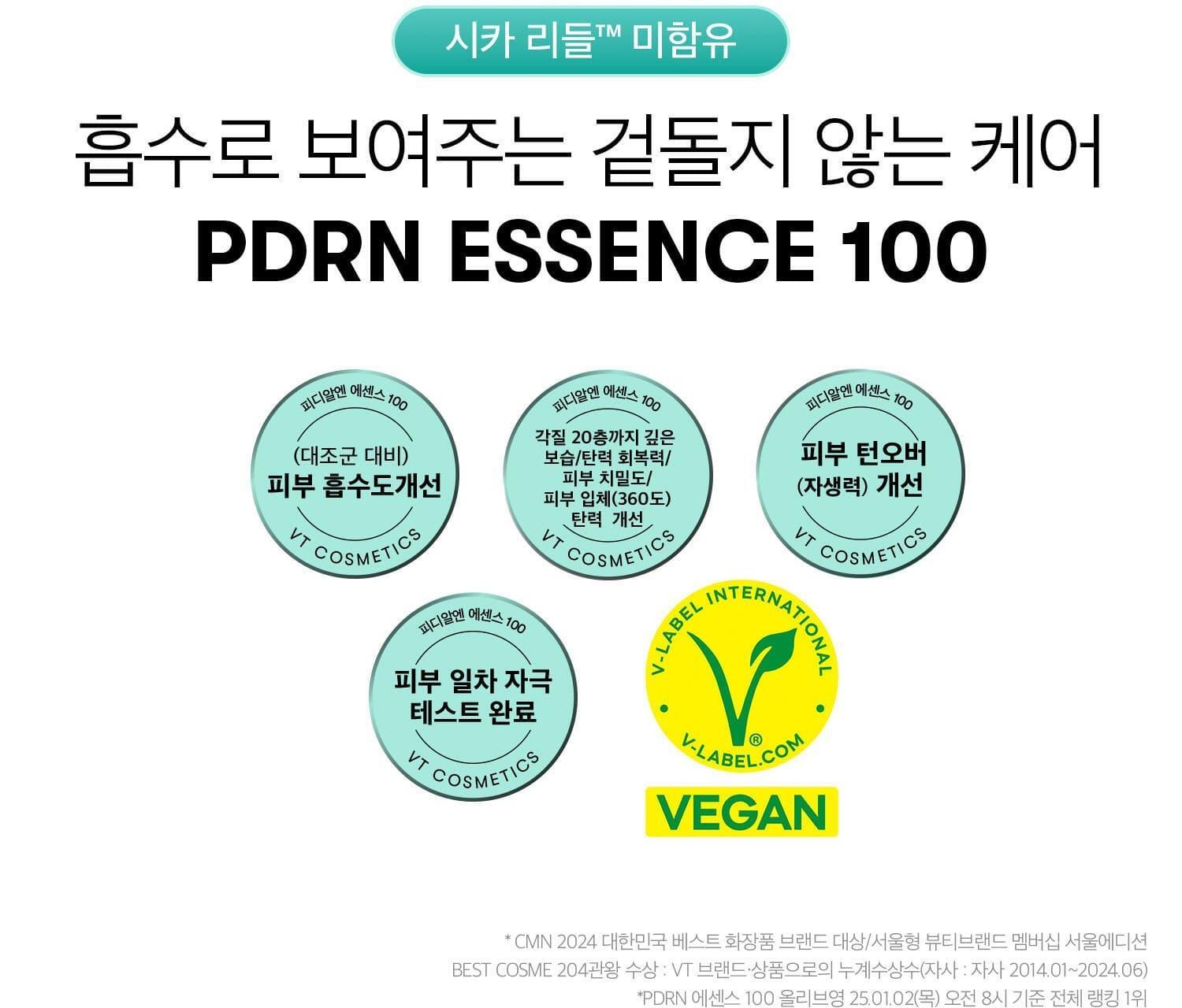 塗抺式水光針~韓國 VT PDRN Essence 100 高濃度水光PDRN雙重美白淡紋精華 - 30ml