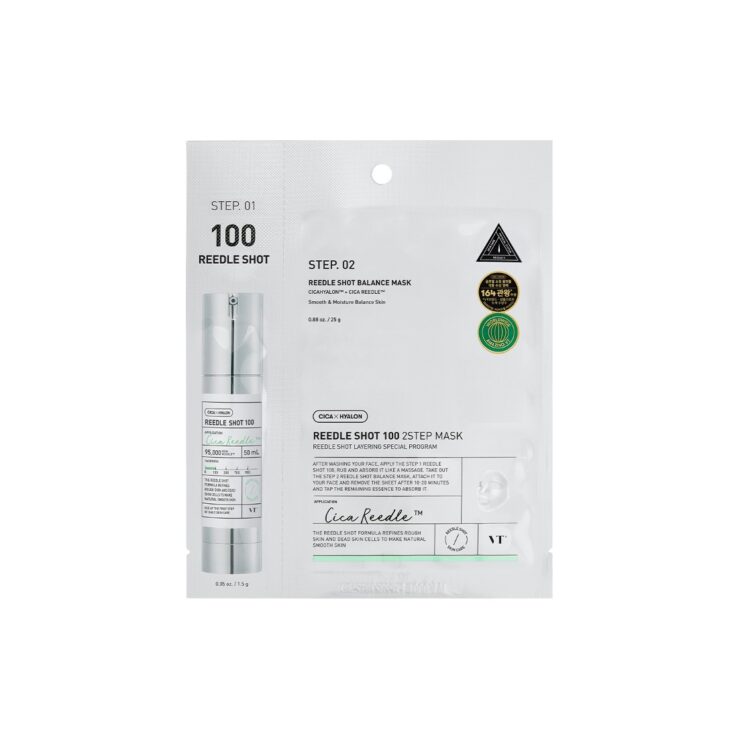 【微針精華+面膜】韓國毛孔精華 VT Reedle Shot 100 2 Step Mask 積雪草塗抹式微針100精華導入2步面膜