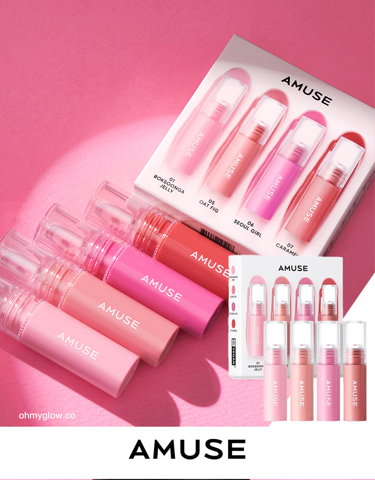 一套4支mini 小廢包唇釉🍯​～韓國 AMUSE Mini Jel Fit Tint Set 12小時持久果凍迷你水光唇釉套裝