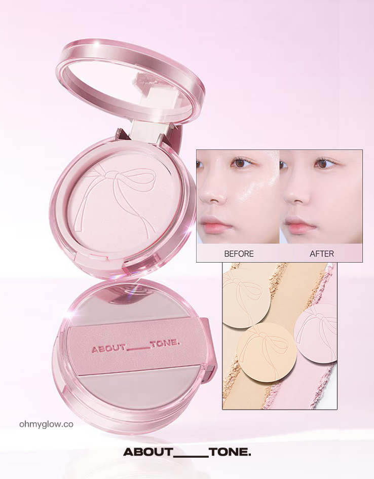日本限定版～自然美肌定妝⭐韓國 About Tone The Blur Powder Pact 柔霧調色定妝粉餅 - 3色調選擇