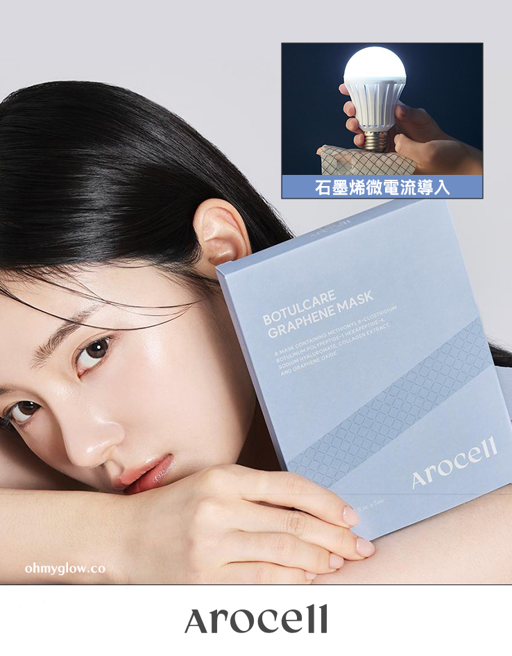 10分鐘激活年輕！韓國 Arocell Botulcare Graphene Mask 石墨烯微電流肉毒桿菌抗美白抗皺面膜 5片裝 - 2種選擇