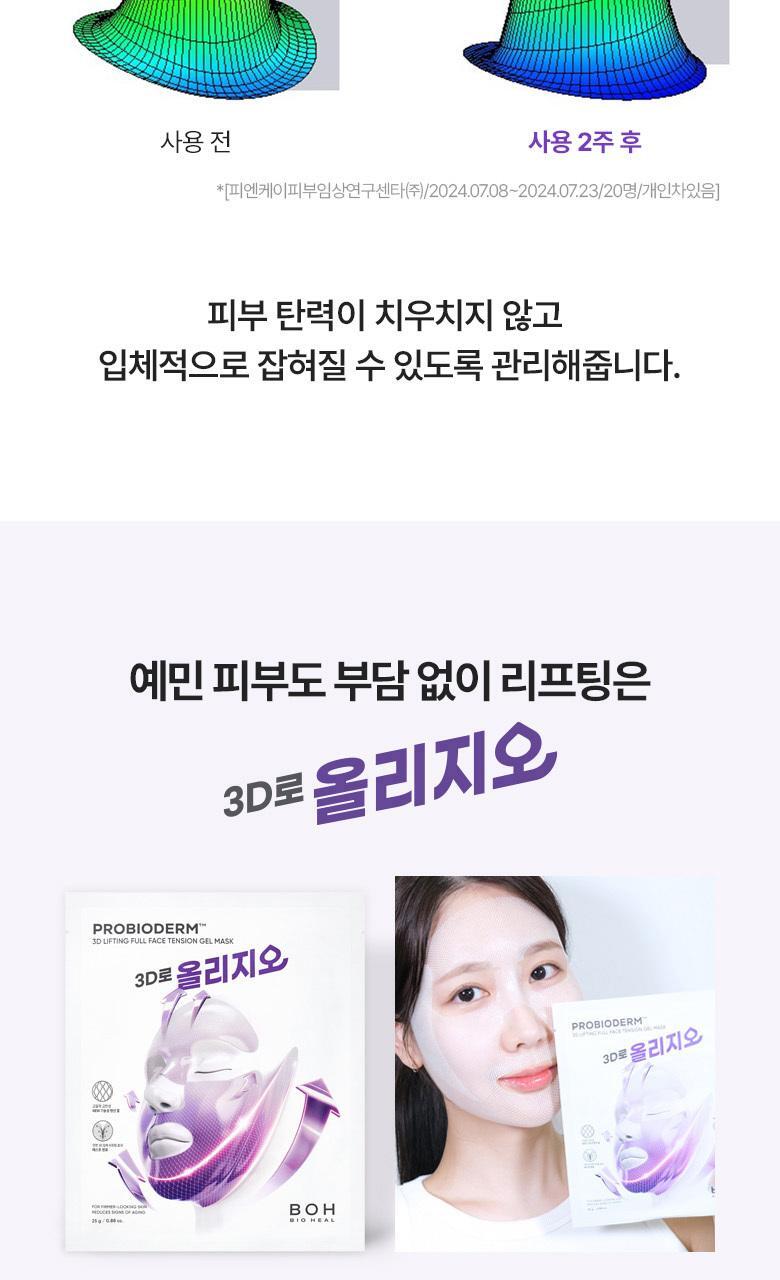 醫美級無痛緊緻提拉!韓國 BioHeal BOH X Oligio Probioderm 3D Lifting Full Face Tension Gel Mask 益生菌3D全面提拉抗老彈力凝膠面膜