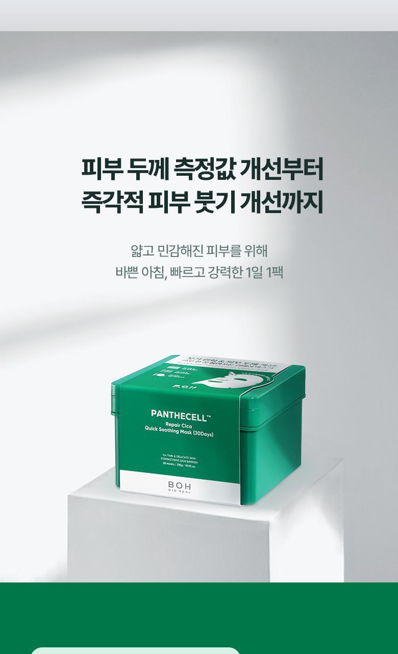 3分鐘急救舒緩~韓國 Bio Heal BOH Panthecell Repair Cica Quick Soothing Mask 30Days 泛醇鎮靜修復快速舒緩面膜 – 30片裝