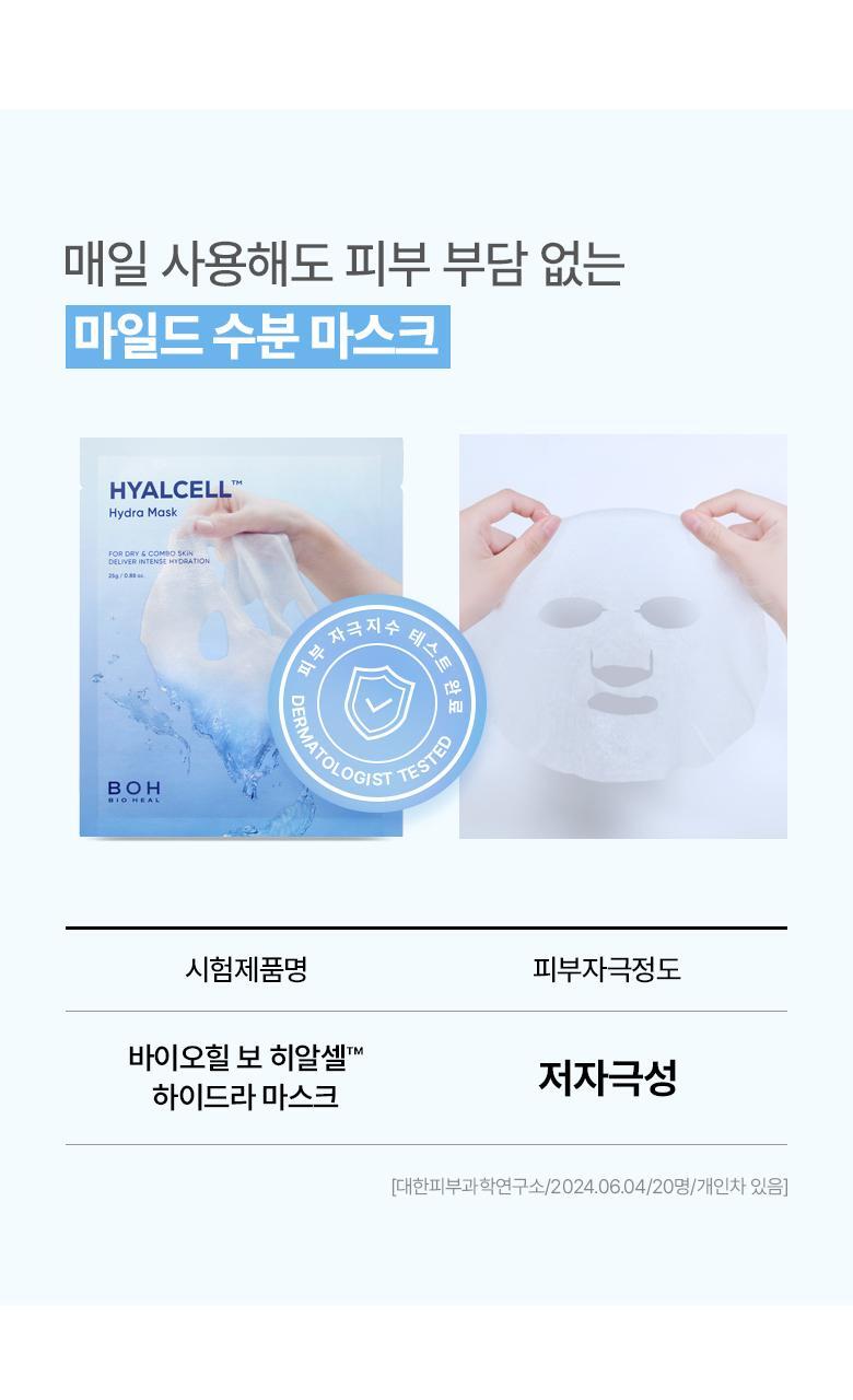 韓國BioHeal Boh Hyalcell Hydra Mask 專利Hyalcell第3代納米透明質酸高效保濕降溫面膜(單片/5片) - 2種選擇