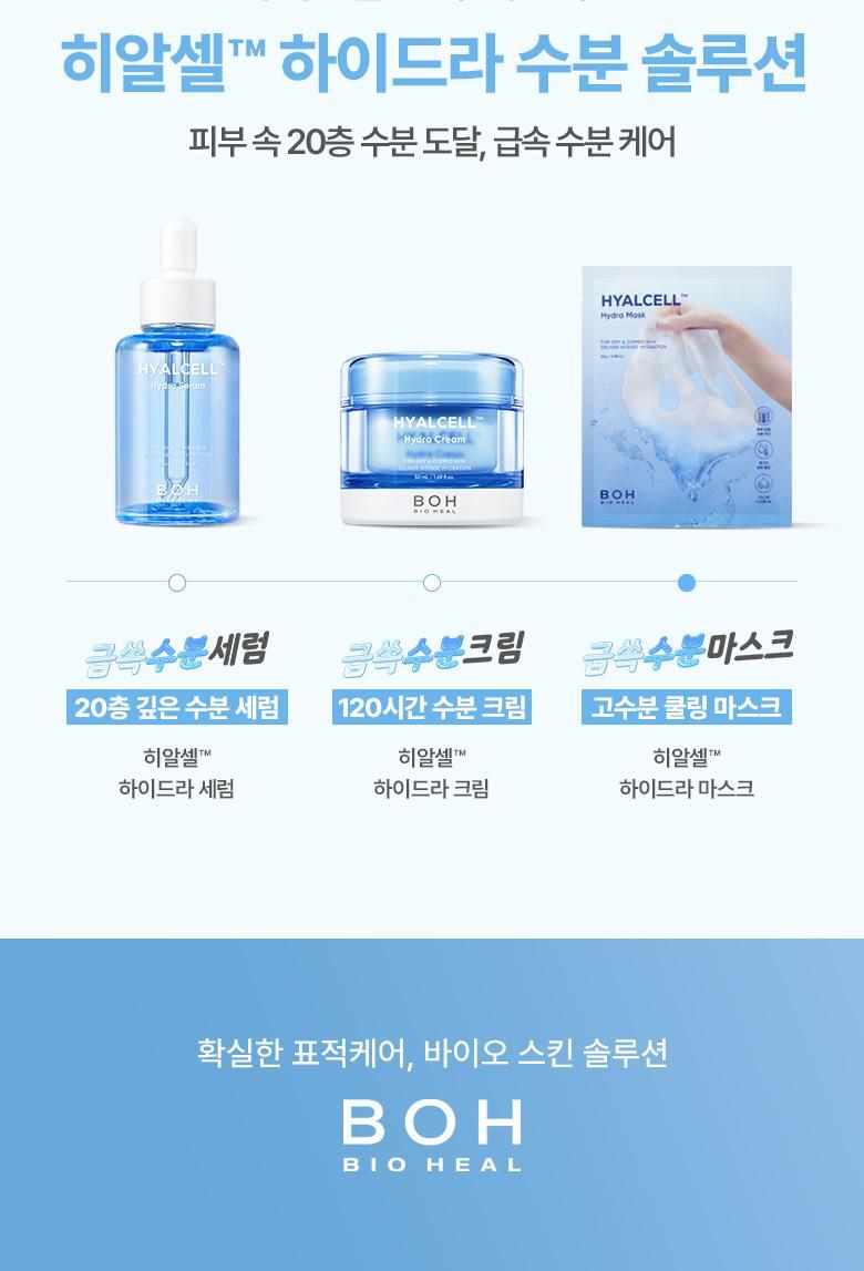 韓國BioHeal Boh Hyalcell Hydra Mask 專利Hyalcell第3代納米透明質酸高效保濕降溫面膜(單片/5片) - 2種選擇