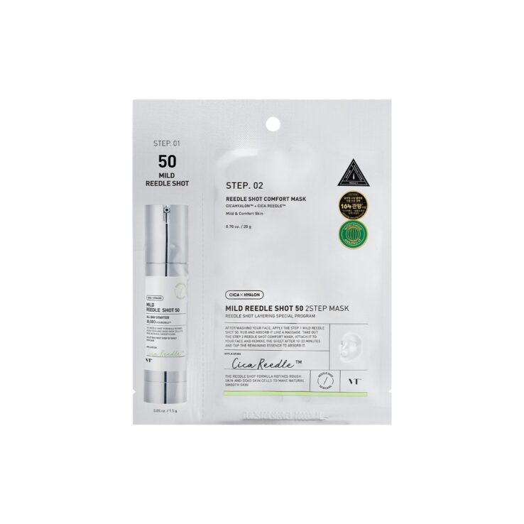 【微針精華+面膜】韓國毛孔精華 VT Reedle Shot 50 2 Step Mask 積雪草塗抹式微針50精華導入2步面膜