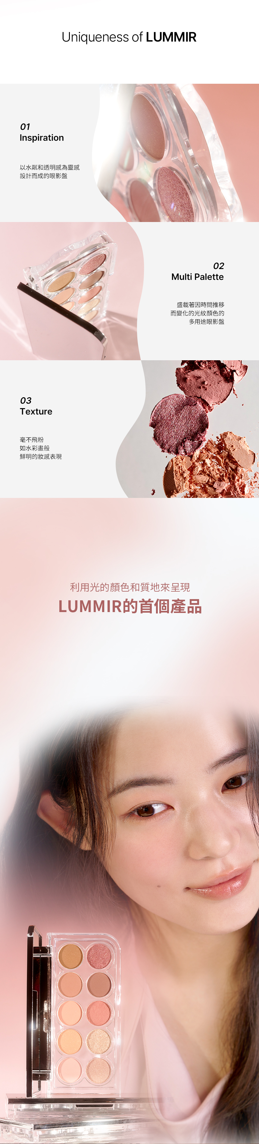 韓國 LUMMIR Light On Eyes Shadow Palette 暖桃橘調10色水光眼影盤 - 7AM Spring Morning