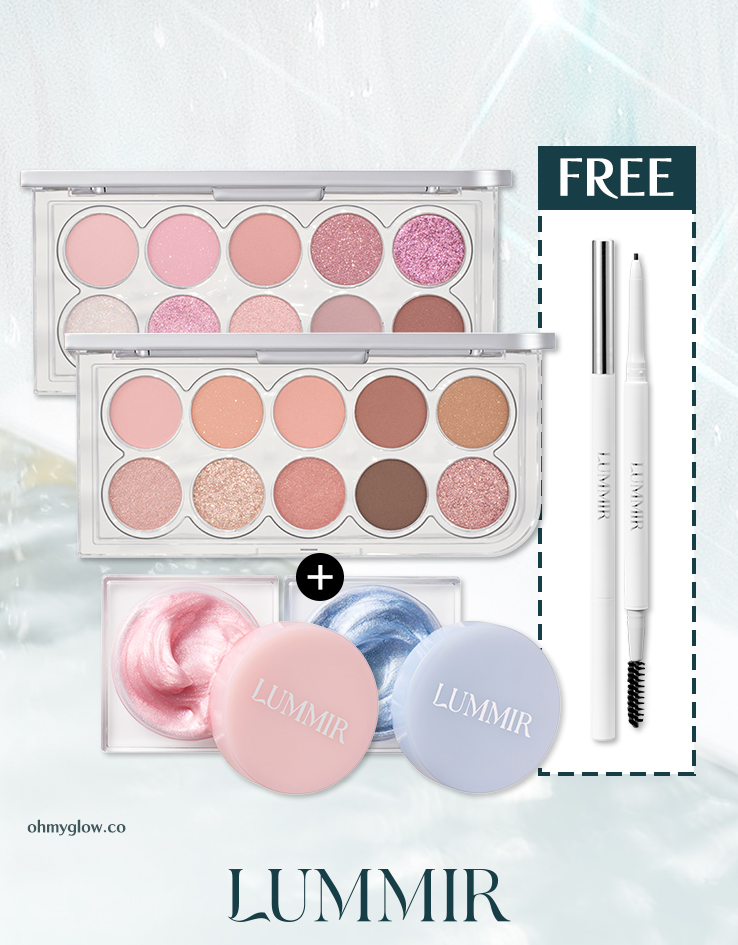 【優惠組合送眉筆】韓國星級化妝師自創品牌 LUMMIR Light On Eyes Shadow Palette + Flash Pot Highlighter 皇牌眼影盤 + 亮光閃亮霜 - 色號自選