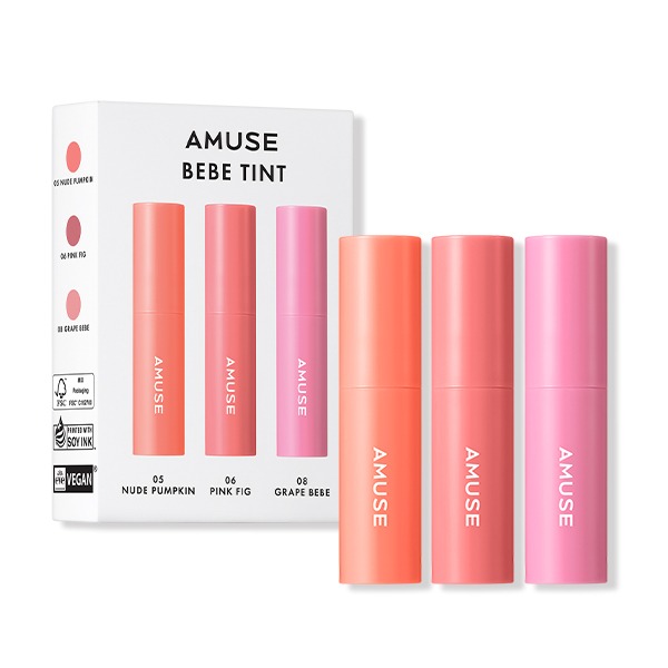 【一套3支mini 小廢包唇釉👶​】韓國 AMUSE Mini Bebe Tint Set 豐盈水光嬰兒唇釉3支套裝