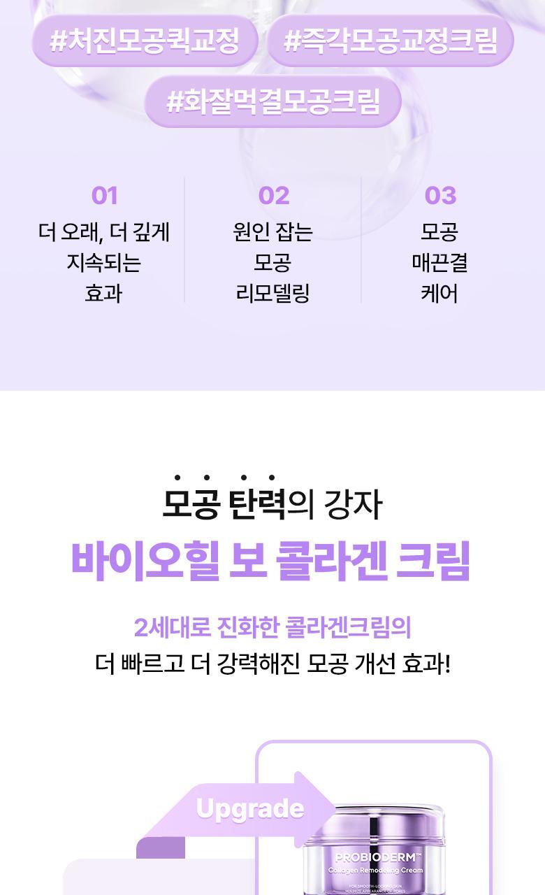 KO毛孔鬆弛下垂~韓國 BioHeal Boh Probioderm Collagen Remodeling Cream 第2代 益生菌膠原蛋白多胜肽重塑緊緻毛孔矯正膠囊面霜 50ml