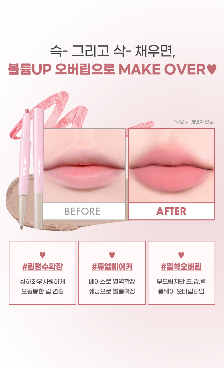 韓國〔最新色!〕Colorgram All-in-one Over Lip Maker 多用途立體唇型雙頭唇筆(#01-06) - 6色選擇