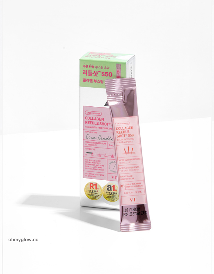 改善下垂肌～韓國 Daiso x VT Collagen Reedle Shot S50 膠原蛋白 X 積雪草塗抹式微針導入精華S50 - 6包裝 2ml x 6pack