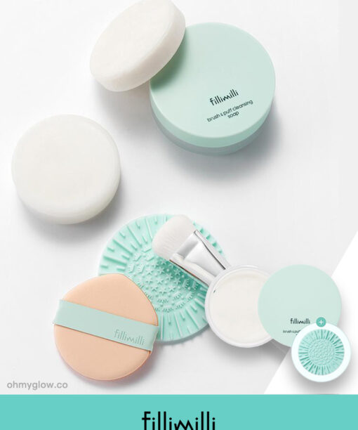 韓國 FilliMilli Brush & Puff Cleansing Soap (+Cleansing Pad) 美妝掃具粉撲專用清洗皂連收納盒＋洗掃板