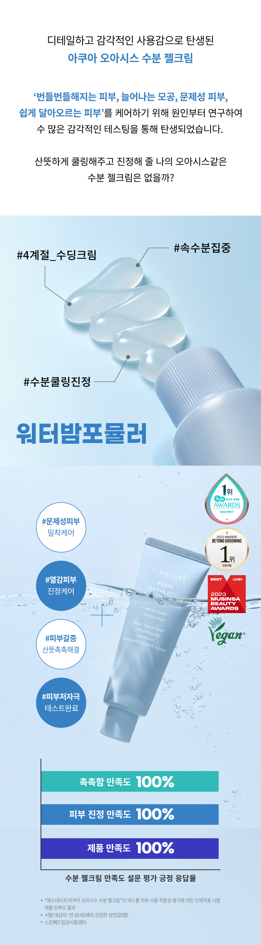 韓國 S NATURE Aqua Oasis Moisturizing Gel Cream 綠洲保濕水凝面霜 - 80ml