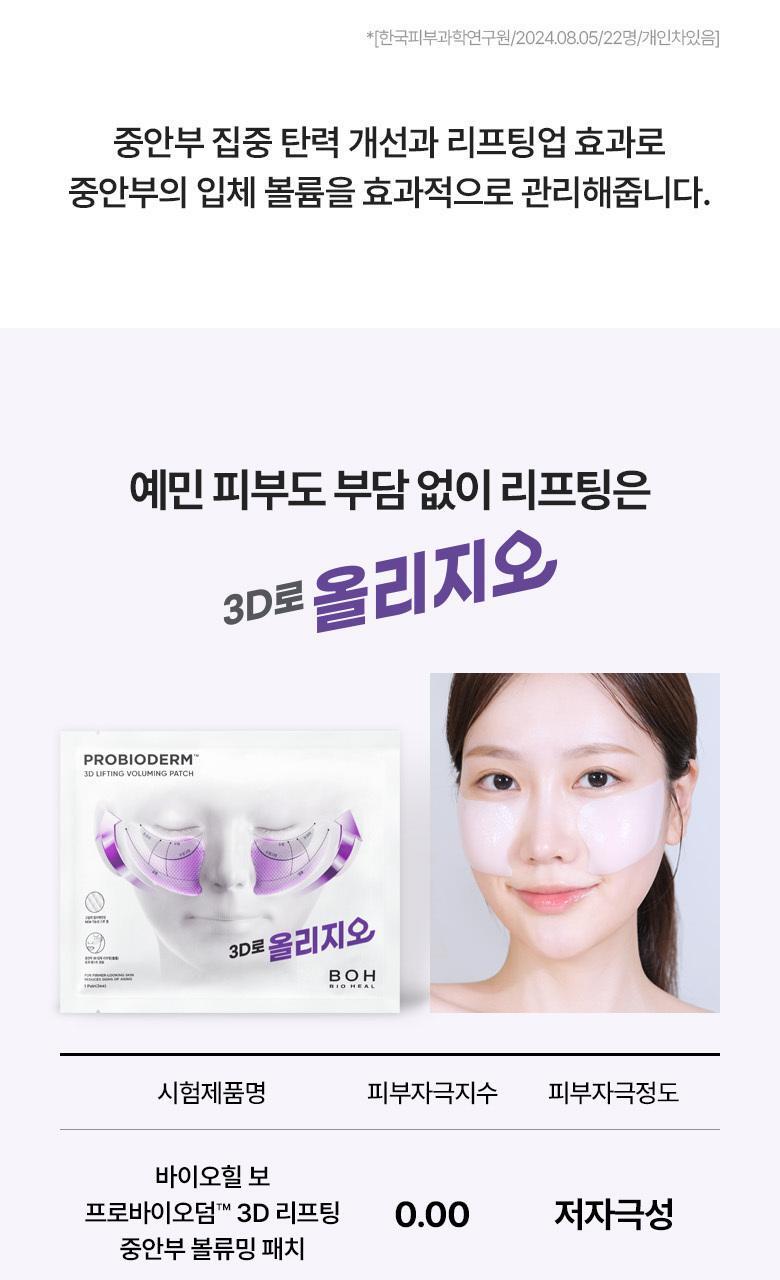 韓國黑科技 醫美級無痛緊緻提拉!BioHeal BOH x Oligio Probioderm 3D Lifting Voluming Patch 益生菌3D提拉抗老高彈性凝膠面頰面膜 4+1P - 5片裝