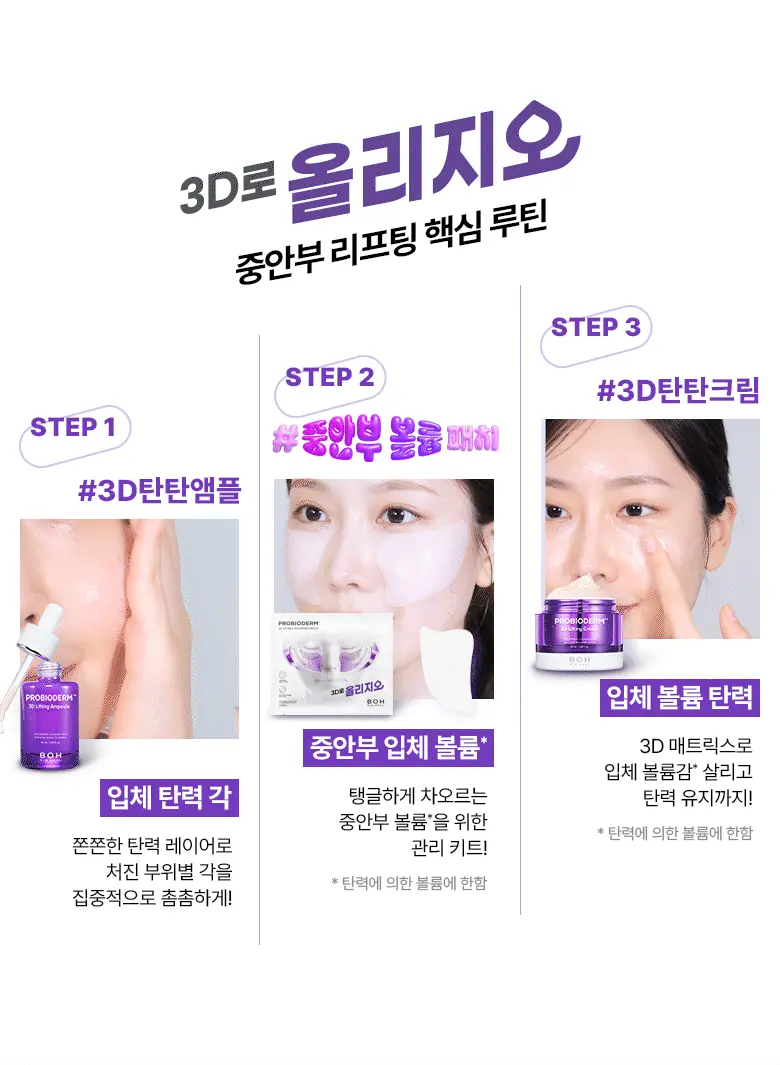 韓國黑科技 醫美級無痛緊緻提拉!BioHeal BOH x Oligio Probioderm 3D Lifting Voluming Patch 益生菌3D提拉抗老高彈性凝膠面頰面膜 4+1P - 5片裝