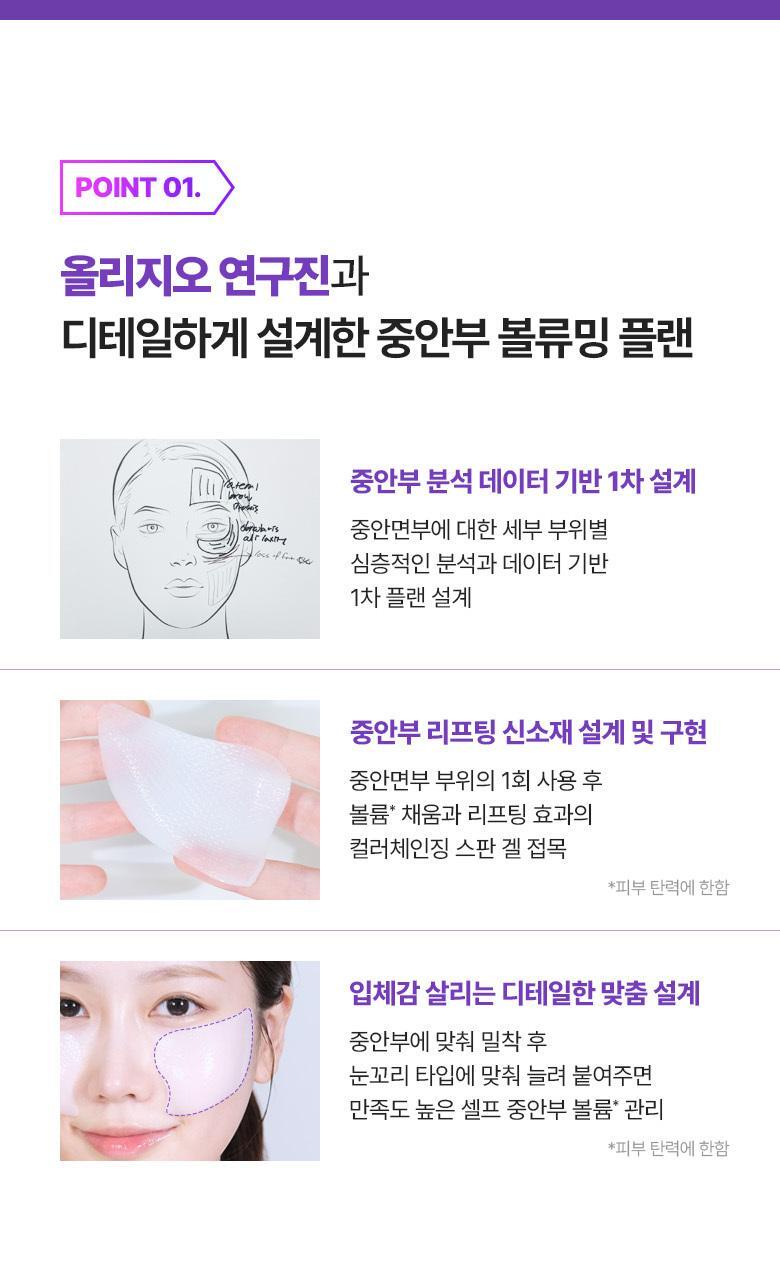 韓國黑科技 醫美級無痛緊緻提拉!BioHeal BOH x Oligio Probioderm 3D Lifting Voluming Patch 益生菌3D提拉抗老高彈性凝膠面頰面膜 4+1P - 5片裝