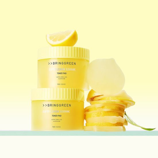 【超值1+1 送90片補充裝】韓國 Bring Green Super Lemon Glutathione Toner Pad 超級檸檬穀胱甘肽美白淡斑爽膚棉片 - 90P (+90P)