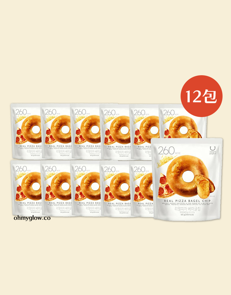 韓國 Olive Young 熱賣低卡零食〗Delight Project Bagel Chip 低熱量一口貝果脆餅乾🍕Pizza味 - 1 箱 12包
