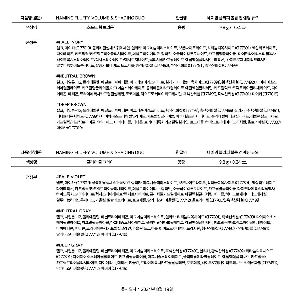 韓國 Naming Fluffy Volume & Shading Duo 多用途修容+提亮盤 - 2色調選擇