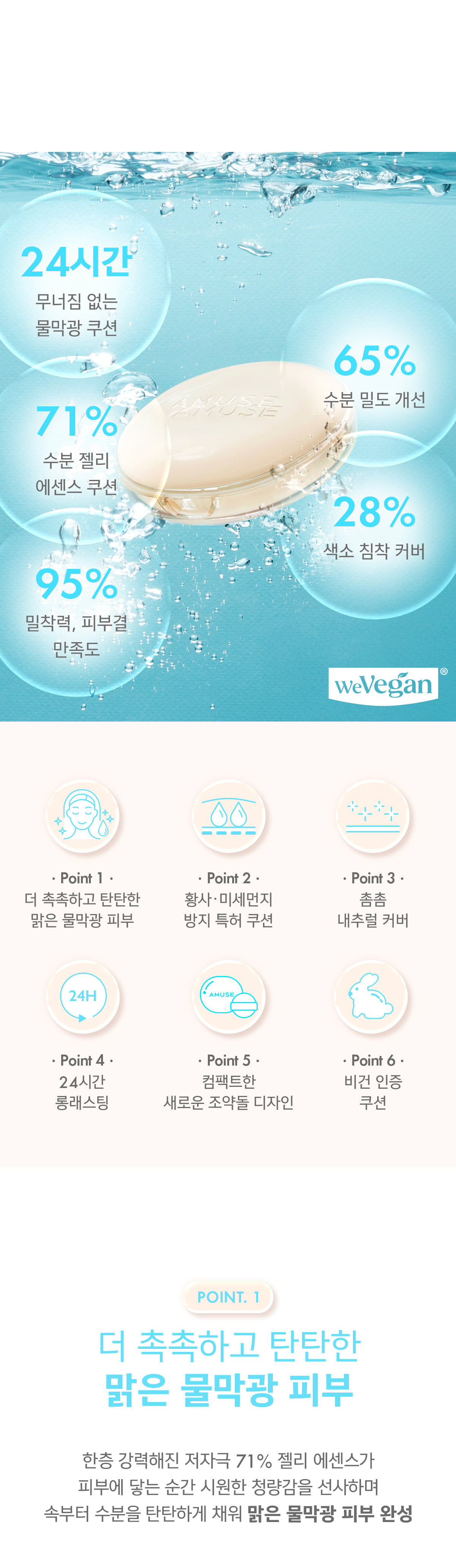 新升級版!韓國AMUSE X 員瑛 Dew Jelly Master Cushion SPF 38 PA+++ 果凍保濕水光抗純素隔離抗污染氣墊粉底 – 4色選擇