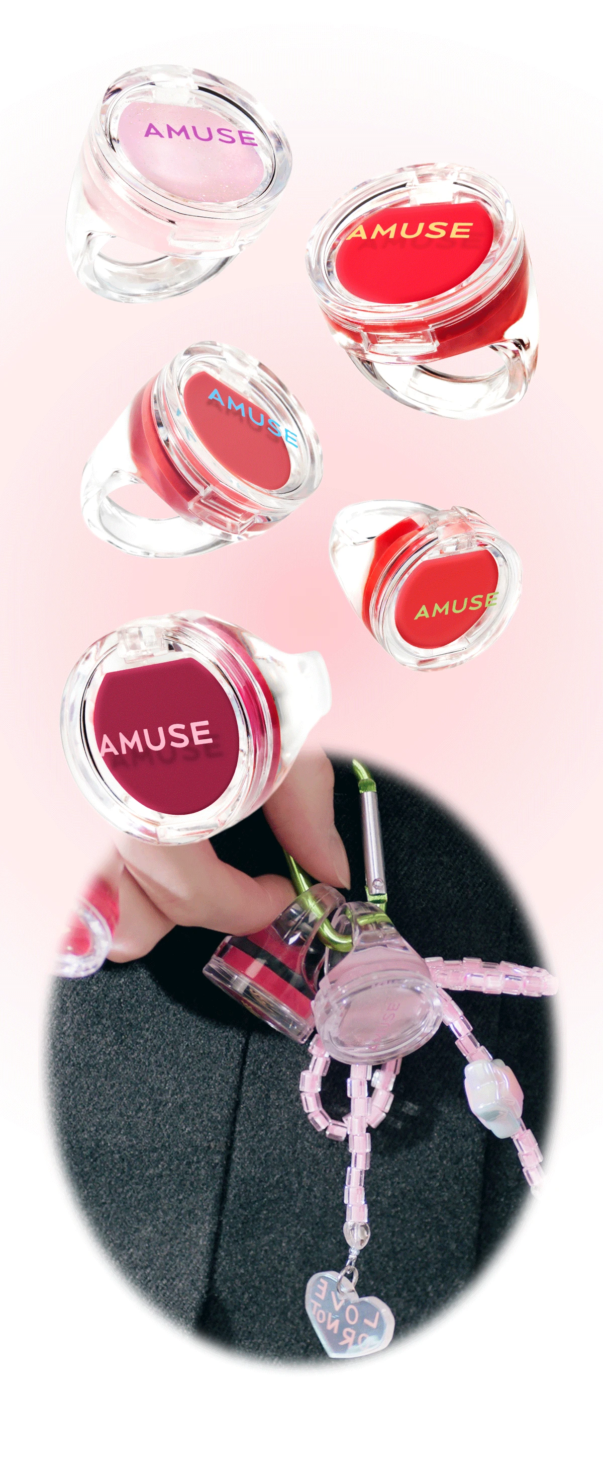 首飾 X 唇霜~韓國 AMUSE X 員瑛 Ring Lip Balm 💍介指造型便儶掛飾護唇唇霜 - 5色選擇