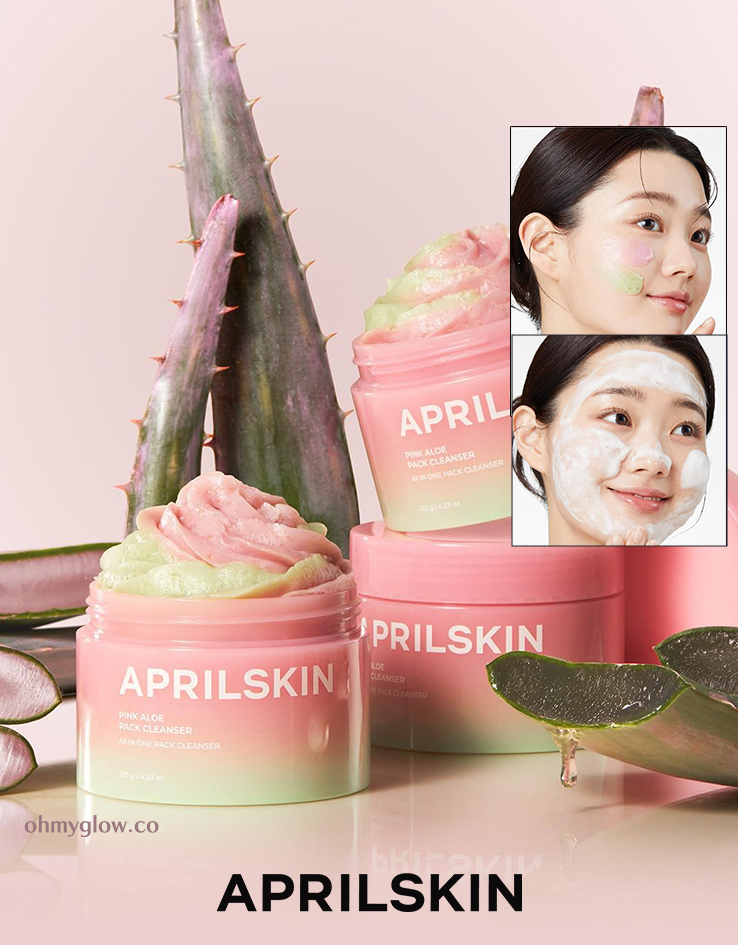 多效合1～ 韓國 April Skin Pink Aloe Pack Cleanser 粉紅蘆薈舒緩潔顏蛋白霜 120g