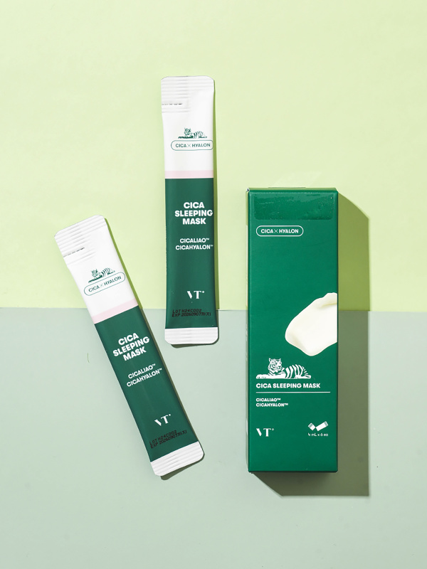 GlowPick🏆 韓國Daiso X VT Cica Sleeping Mask 💚 積雪草舒緩睡眠保濕面膜 - 6包裝 4ml x 6pack