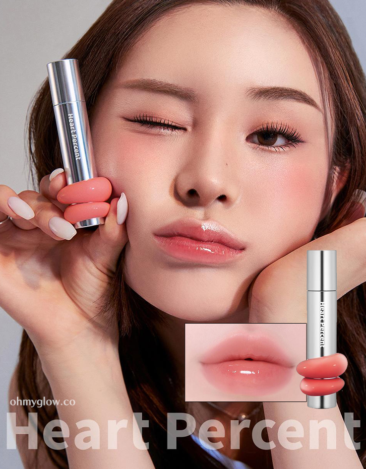 一塗水亮嘟嘟唇GET～韓國 HEART PERCENT Dote On Mood One Way Glowy Tint 一塗極緻水亮鏡面唇釉 - 12色選擇