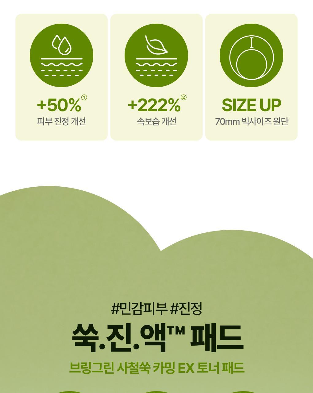 \24年新升級/ 韓國 Bring Green Artemisia Calming EX Toner Pad 茵陳蒿鎮靜保濕爽膚棉片 - 75片裝