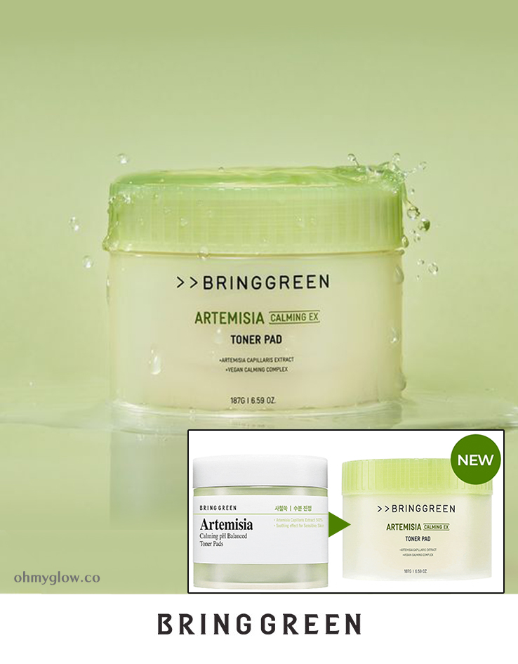 \24年新升級/ 韓國 Bring Green Artemisia Calming EX Toner Pad 茵陳蒿鎮靜保濕爽膚棉片 - 75片裝