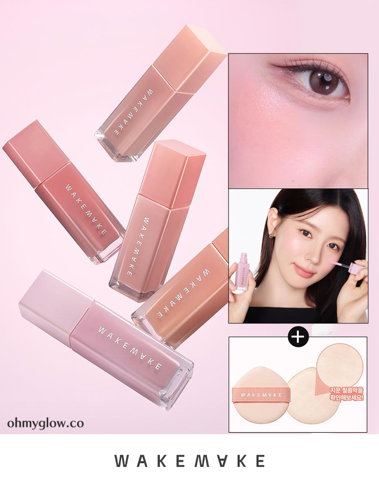 【附送粉撲】韓國 WakeMake Sheer Glow Liquid Blusher 透薄光澤胭脂液(#01-05) - 5色選擇