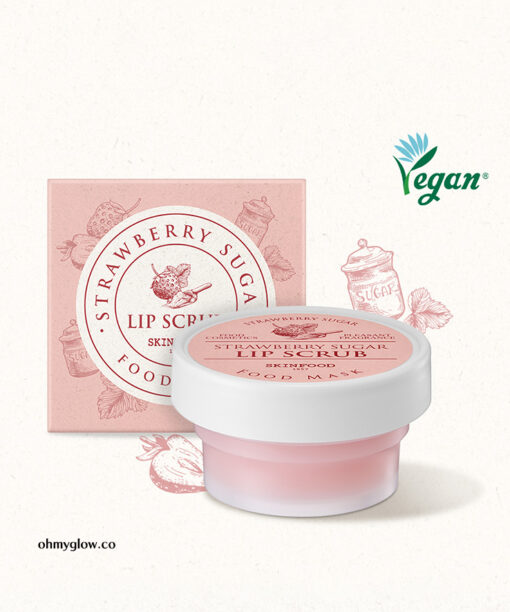 成分天然～韓國 Skinfood Strawberry Sugar Food Mask Lip Scrub 草莓糖唇部磨砂角質護理膏