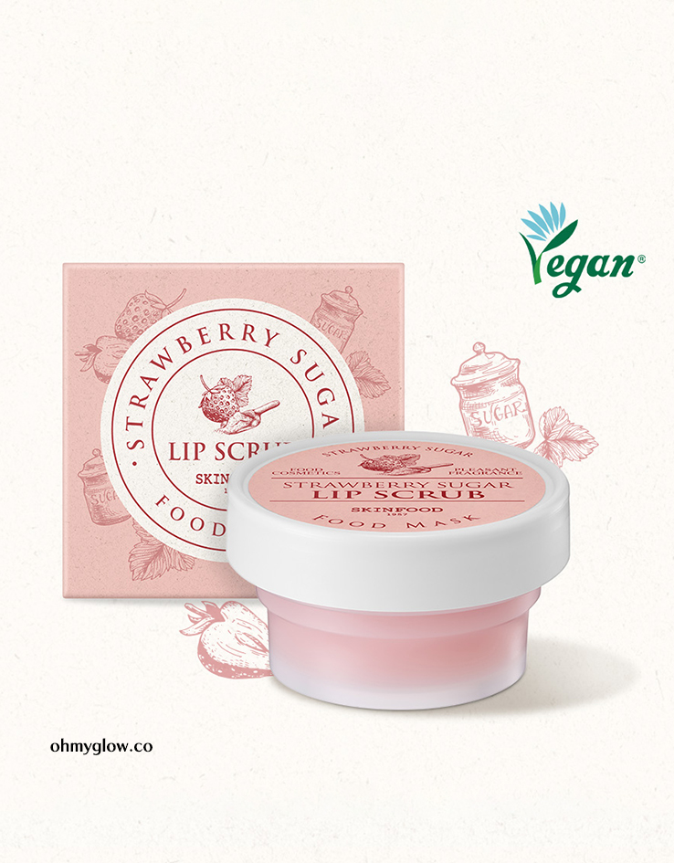 成分天然～韓國 Skinfood Strawberry Sugar Food Mask Lip Scrub 草莓糖唇部磨砂角質護理膏