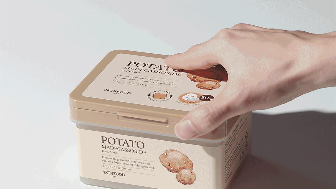 每天5分鐘～韓國 Skinfood Potato Madecassoside Daily Mask 馬鈴薯積雪草保濕舒緩提亮日用早安面膜 - 30片裝
