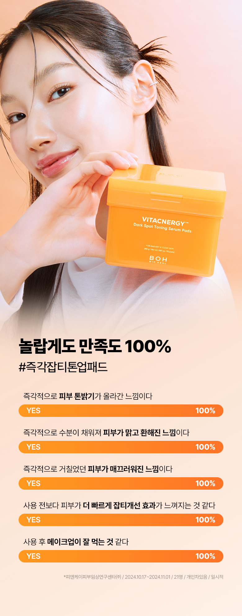 新升級!韓國 BioHeal BOH Vitacnergy Spot Removal Toning Serum Pad 99% 高純度專利脂質體維C提亮去暗沉精華爽膚棉片 - 70片裝