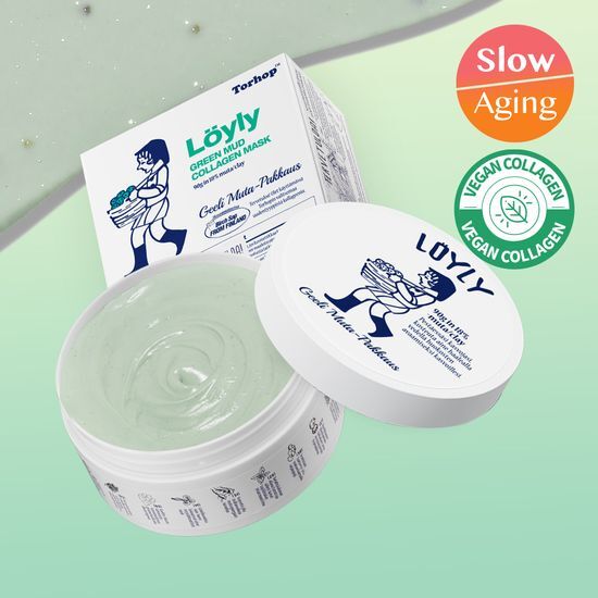 升級更新版 48.66%改善彈性～韓國Torhop Loyly Green Mud Collagen Mask 天然綠泥膠原蛋白毛孔緊緻回彈奶油泥膜 - 90g
